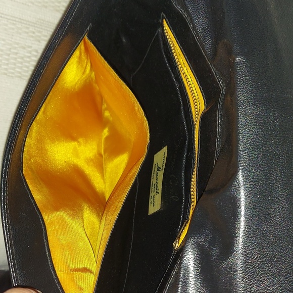 Vintage Susan Gail Black Leather Clutch Shoulder chain Bag - Picture 4 of 13